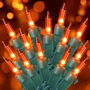 Orange Halloween Mini String Lights, 2 Pack 50Count 13FT Green Wire | Plug in Orange lights,waterproof Connectable incandescent fall lights for spooky Thanksgiving, party, home, Halloween decor Orange Halloween Mini String Lights, 2 Pack 50Count 13FT Green Wire | Plug in Orange lights,waterproof Connectable incandescent fall lights for spooky Thanksgiving, party, home, Halloween decor