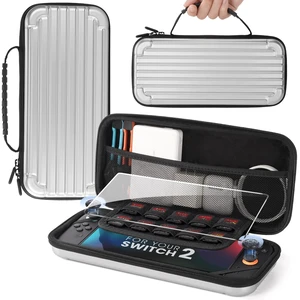 Carrying Case for Nintendo Switch 2 Model 2025, 2 in 1 Accessories Bundle with Screen Protector, Thumb Grip Caps, 10 Game Cartridges, Hard Shell Portable Travel Pouch, Silver Carrying Case for Nintendo Switch 2 Model 2025, 2 in 1 Accessories Bundle with Screen Protector, Thumb Grip Caps, 10 Game Cartridges, Hard Shell Portable Travel Pouch, Silver