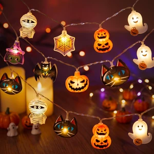 19.7FT 30 LED Halloween String Lights with Ghost & Pumpkin 3D Designs, Battery Operated Timer & 8 Lighting Modes, Spooky Indoor Outdoor Halloween Decorations for Party Yard Porch Patio 19.7FT 30 LED Halloween String Lights with Ghost & Pumpkin 3D Designs, Battery Operated Timer & 8 Lighting Modes, Spooky Indoor Outdoor Halloween Decorations for Party Yard Porch Patio