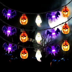 Halloween Lights, 20Ft 30 LED Pumpkin Ghost Bat String Lights Battery Operated with Timer, 8 Light Modes Halloween Fairy Lights for Indoor Outdoor Party Home Yard Window Decor Halloween Lights, 20Ft 30 LED Pumpkin Ghost Bat String Lights Battery Operated with Timer, 8 Light Modes Halloween Fairy Lights for Indoor Outdoor Party Home Yard Window Decor