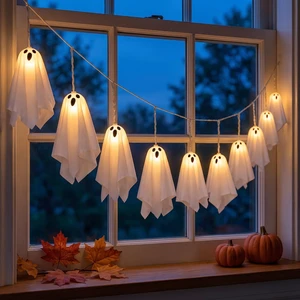 Halloween Decoration-Light Up Ghost Garland | Halloween Lights Outdoor Indoor, 10 LED 3D Ghost Lights Halloweens String Lights Battery Operated for Mantle Fireplace Porch Yard Window Party Decor Halloween Decoration-Light Up Ghost Garland | Halloween Lights Outdoor Indoor, 10 LED 3D Ghost Lights Halloweens String Lights Battery Operated for Mantle Fireplace Porch Yard Window Party Decor
