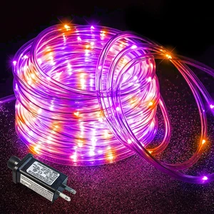 Orange and Purple Halloween Lights, 66FT 200 LED Rope Lights for Outside | Plug in Connectable Tube Lights Indoor Outdoor with Waterproof 8 Modes for House Garden Tree Backyard Pool Party Decorations Orange and Purple Halloween Lights, 66FT 200 LED Rope Lights for Outside | Plug in Connectable Tube Lights Indoor Outdoor with Waterproof 8 Modes for House Garden Tree Backyard Pool Party Decorations