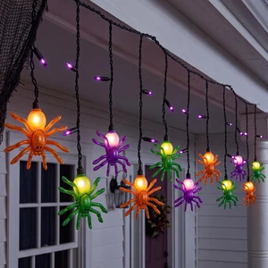 Halloween Spider String Lights, 7Ft Halloween Decorations Lights with 10 LED Colorful Spider Lights 15 Mini Purple Bulbs, Hanging Fairy Lights UL Listed for Outdoor Curtain Porch Bar Party Decor Halloween Spider String Lights, 7Ft Halloween Decorations Lights with 10 LED Colorful Spider Lights 15 Mini Purple Bulbs, Hanging Fairy Lights UL Listed for Outdoor Curtain Porch Bar Party Decor