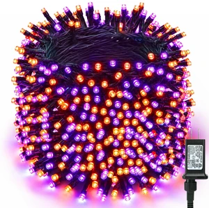 Purple & Orange Outdoor Halloween String Lights, 164 ft, 500 LED | 8 Lighting modes; Timer; Plug in; Connectable; Memory function; Waterproof mini light for indoor party yard tree garden decor Purple & Orange Outdoor Halloween String Lights, 164 ft, 500 LED | 8 Lighting modes; Timer; Plug in; Connectable; Memory function; Waterproof mini light for indoor party yard tree garden decor