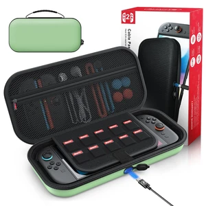 [Charge Inside Carrying Case for Switch 2 Console (2025)/OLED-Green | Slim Hard Portable Travel Carry Case Bag for Switch 2 Accessories with 10 Game Card Storage [Charge Inside Carrying Case for Switch 2 Console (2025)/OLED-Green | Slim Hard Portable Travel Carry Case Bag for Switch 2 Accessories with 10 Game Card Storage