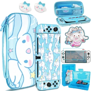 Carrying Case for Switch OLED, Cute Portable Travel Bag in Newest Updated Design of Blue Interior with Soft Protective Case, Screen Protectors and Thumb Grip caps, Blue Carrying Case for Switch OLED, Cute Portable Travel Bag in Newest Updated Design of Blue Interior with Soft Protective Case, Screen Protectors and Thumb Grip caps, Blue