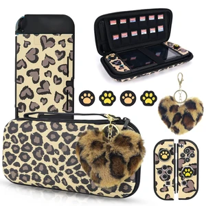 Brown Love Leopard Carrying Case for Switch, Cute Silicone Protective Soft Cover with 4PCS Thumb Grip Caps and Brown Plush Heart Pendant Hard Storage Case Accessories Kit Bundle for Girls Brown Love Leopard Carrying Case for Switch, Cute Silicone Protective Soft Cover with 4PCS Thumb Grip Caps and Brown Plush Heart Pendant Hard Storage Case Accessories Kit Bundle for Girls