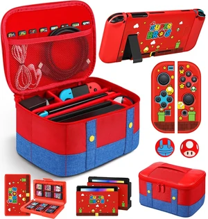 9in1 Carrying Case for Nintendo Switch Travel Carry Cases Bundle Cute Boys Protective Cover+Thumb Grips Button Caps+Game Card Holder+Dock Sticker Wrap Accessories Storage Bag for Switch 2017 9in1 Carrying Case for Nintendo Switch Travel Carry Cases Bundle Cute Boys Protective Cover+Thumb Grips Button Caps+Game Card Holder+Dock Sticker Wrap Accessories Storage Bag for Switch 2017