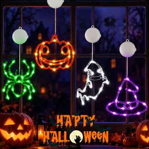 4 Pack Halloween Window Lights, Pumpkin Ghost Spider Witch Hat Lights Decor | Battery Operated, Halloween Window Decorations with Suction Cup,Timer for Indoor & Outdoor Decor,Orange Purple Green White 4 Pack Halloween Window Lights, Pumpkin Ghost Spider Witch Hat Lights Decor | Battery Operated, Halloween Window Decorations with Suction Cup,Timer for Indoor & Outdoor Decor,Orange Purple Green White