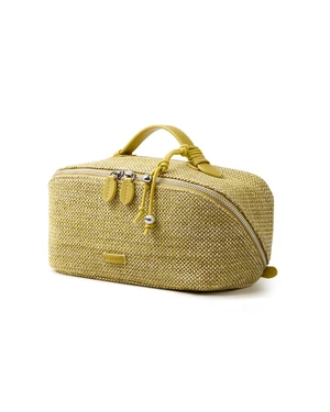 Makeup Bag, Woven Travel Toiletry Bag, Portable 180° Wide-Open Flat Cosmetic Bags for Women, Large Capacity Makeup Pouch with Divider and Handle Makeup Bag, Woven Travel Toiletry Bag, Portable 180° Wide-Open Flat Cosmetic Bags for Women, Large Capacity Makeup Pouch with Divider and Handle