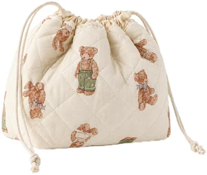 Quilted Drawstring Makeup Bag,Cream Bear | Cute Small Cosmetic Pouch for Travel, Skincare & Toiletries, Coquette Aesthetic Bag for Women Quilted Drawstring Makeup Bag,Cream Bear | Cute Small Cosmetic Pouch for Travel, Skincare & Toiletries, Coquette Aesthetic Bag for Women