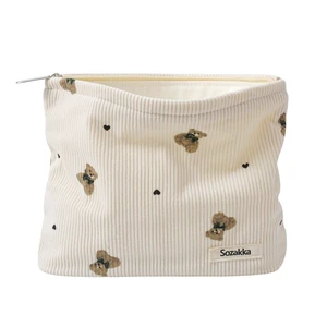 Cute Small Soft Corduroy Zipper Makeup Bag for Purse03Beige | Coquette Aesthetic Pouch with Bear Pattern for Women Girls, Kawaii Travel Cosmetic Bags Cute Small Soft Corduroy Zipper Makeup Bag for Purse03Beige | Coquette Aesthetic Pouch with Bear Pattern for Women Girls, Kawaii Travel Cosmetic Bags