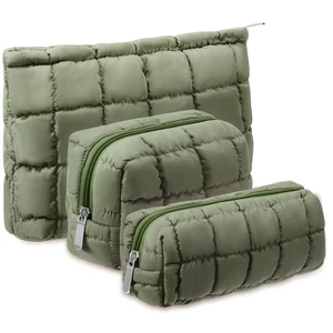 3 Pcs Puffy Makeup Bag for Women, Checkered, Green, Medium | Quilted Cosmetic Pouch Cute Travel Toiletry Bag Puffer Makeup Organizer Purse Pouch Preppy Pencil Case with Zipper 3 Pcs Puffy Makeup Bag for Women, Checkered, Green, Medium | Quilted Cosmetic Pouch Cute Travel Toiletry Bag Puffer Makeup Organizer Purse Pouch Preppy Pencil Case with Zipper