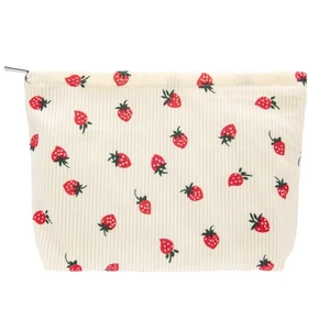 Flat Makeup Bag for Women,Zipper Cosmetic Pouch for Purse,Strawberry Beige | Canvas-Lined Makeup Organizer for Purse, Cosmetics, Toiletries, Skincare, Travel Essentials, Brushes,Lipstick and Sunscreen Flat Makeup Bag for Women,Zipper Cosmetic Pouch for Purse,Strawberry Beige | Canvas-Lined Makeup Organizer for Purse, Cosmetics, Toiletries, Skincare, Travel Essentials, Brushes,Lipstick and Sunscreen