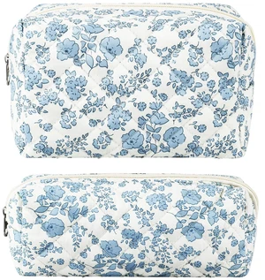 2Pcs Floral Makeup Bag for Women Cotton Quilted Small Coquette Cosmetic Bag Cute Zipper Blue Flower Makeup Pouch Aesthetic Portable Pencil Case Travel Toiletry Bag Trendy Cloth Skincare Bag 2Pcs Floral Makeup Bag for Women Cotton Quilted Small Coquette Cosmetic Bag Cute Zipper Blue Flower Makeup Pouch Aesthetic Portable Pencil Case Travel Toiletry Bag Trendy Cloth Skincare Bag