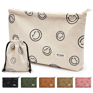 2pcs Makeup Bag Smile Face Corduroy Cosmetic Pouch for Women Purse | Small Travel Toiletry Zipper Pouch with Interior Waterproof Lining Soft Pencil Case Coin Organizer 2pcs Makeup Bag Smile Face Corduroy Cosmetic Pouch for Women Purse | Small Travel Toiletry Zipper Pouch with Interior Waterproof Lining Soft Pencil Case Coin Organizer