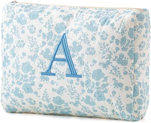 Initial Makeup Bag for Women Personalized Quilted Cosmetic Bag | Flowers Travel Makeup Bag Organizer Teen Girl Gifts Trendy Stuff, Makeup Pouch for Skincare, Brushes & Travel Essentials Initial Makeup Bag for Women Personalized Quilted Cosmetic Bag | Flowers Travel Makeup Bag Organizer Teen Girl Gifts Trendy Stuff, Makeup Pouch for Skincare, Brushes & Travel Essentials