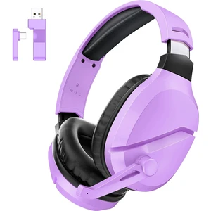Wireless Gaming Headset with Mic for PS5 PC PS4, Purple | 2.4G/Bluetooth Gaming Headphones, Noise Canceling Microphone, USB & Type-C Connector, Wired Mode for Controller Wireless Gaming Headset with Mic for PS5 PC PS4, Purple | 2.4G/Bluetooth Gaming Headphones, Noise Canceling Microphone, USB & Type-C Connector, Wired Mode for Controller
