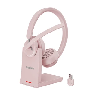 Wireless Headset with Mic for Work, Bluetooth Headphone with AI Noise Cancelling Mic for Clear Calls, Bluetooth 5.3 & 2.4G Dongle, Computer Headset for Call Center/PC/Zoom(Pink Wireless Headset with Mic for Work, Bluetooth Headphone with AI Noise Cancelling Mic for Clear Calls, Bluetooth 5.3 & 2.4G Dongle, Computer Headset for Call Center/PC/Zoom(Pink