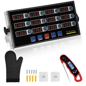 Commercial Kitchen Timer for Cooking, 12 Channel Timer Restaurant Kitchen Supplies, Heavy-Duty Timer - Stainless Steel | Digital LED Technology | Reminder Function | Loud Alarm Commercial Kitchen Timer for Cooking, 12 Channel Timer Restaurant Kitchen Supplies, Heavy-Duty Timer - Stainless Steel | Digital LED Technology | Reminder Function | Loud Alarm