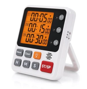 Backlit Magnetic 3-Channel Digital Kitchen Timer for Cooking | Countdown & Stopwatch Timer with Loud & Silent Modes, Ideal for Boiling Eggs, Tea, Oven, Workouts, Meditation, Classroom Backlit Magnetic 3-Channel Digital Kitchen Timer for Cooking | Countdown & Stopwatch Timer with Loud & Silent Modes, Ideal for Boiling Eggs, Tea, Oven, Workouts, Meditation, Classroom