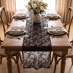 Black Lace Table Runner, 27.5x120 in Black Lace Tablecloth, Vintage Design | Black Lace Table Runner, Vintage Floral Design, Perfect for Weddings and Events Black Lace Table Runner, 27.5x120 in Black Lace Tablecloth, Vintage Design | Black Lace Table Runner, Vintage Floral Design, Perfect for Weddings and Events