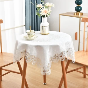 White Lace Jacquard Small Square Tablecloth 36 x 36 Inch | Elegant Small White Lace Table Cloth, End Side Coffee Table Topper, Tables Cover for Home Dresser Scarf, Table Centerpiece White Lace Jacquard Small Square Tablecloth 36 x 36 Inch | Elegant Small White Lace Table Cloth, End Side Coffee Table Topper, Tables Cover for Home Dresser Scarf, Table Centerpiece