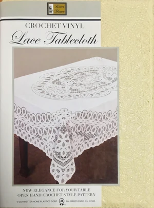 New Crochet Vinyl Lace Tablecloth, 54" wide X 72" long Oblong, Bone Beige New Crochet Vinyl Lace Tablecloth, 54" wide X 72" long Oblong, Bone Beige