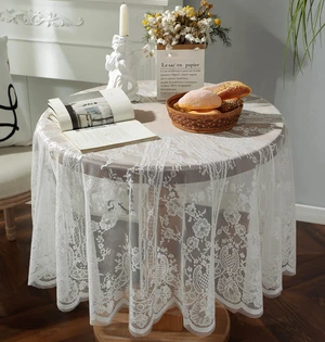 60inch White Round Floral Embroidered lace Table Cloths | Vintage Floral Embroidered Table Cover for Wedding Banquet HolidayDinner Tables 60inch White Round Floral Embroidered lace Table Cloths | Vintage Floral Embroidered Table Cover for Wedding Banquet HolidayDinner Tables