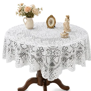 Square Lace Tablecloth 35x35 Inch, Vintage White Crochet Table Cover for Round Coffee Table, White Laces Embroidered Tablecloth for Wedding Rectangle Tables and Furniture Decor Square Lace Tablecloth 35x35 Inch, Vintage White Crochet Table Cover for Round Coffee Table, White Laces Embroidered Tablecloth for Wedding Rectangle Tables and Furniture Decor