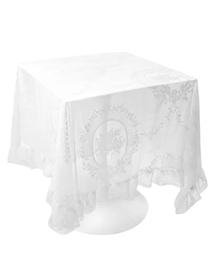 White Lace Tablecloth, 55 X 55 Inches | Square Vintage Embroidered Bridal Wedding Tablecloths Sheer Overlay for Rustic Outdoor Party Reception Home Decor White Lace Tablecloth, 55 X 55 Inches | Square Vintage Embroidered Bridal Wedding Tablecloths Sheer Overlay for Rustic Outdoor Party Reception Home Decor