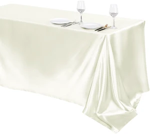 1 Pack Ivory Satin Tablecloth 102 x 58 Inch Overlay Table Cover | Rectangle Bright Silk Tablecloth, Smooth, Lustrous Satin Fabric, Elegant Overlay Decor for Wedding, Banquet, Party Events 1 Pack Ivory Satin Tablecloth 102 x 58 Inch Overlay Table Cover | Rectangle Bright Silk Tablecloth, Smooth, Lustrous Satin Fabric, Elegant Overlay Decor for Wedding, Banquet, Party Events