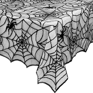 Black Lace Halloween Tablecloth - 60x104 Inch Rectangle Spider Web | Table Cloth Cover for Gothic Party Decorations, Dining Room & Home Decor Black Lace Halloween Tablecloth - 60x104 Inch Rectangle Spider Web | Table Cloth Cover for Gothic Party Decorations, Dining Room & Home Decor