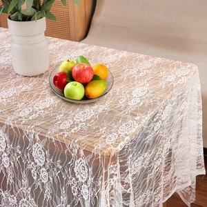 60 x 120 Inch White Lace Tablecloth for Rustic Boho Weddings & Bridal Showers - Elegant Vintage Embroidered Rectangle Overlay for Reception Table Decor (White) 60 x 120 Inch White Lace Tablecloth for Rustic Boho Weddings & Bridal Showers - Elegant Vintage Embroidered Rectangle Overlay for Reception Table Decor (White)