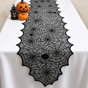 Halloween Decorations - Black Lace Spider Web Table Runner | Halloween Decor Party Favors Supplies for Indoor Outdoor - Halloween Table Centerpiece Decor for Home Office Dining Kitchen, 18 X 72 Inch Halloween Decorations - Black Lace Spider Web Table Runner | Halloween Decor Party Favors Supplies for Indoor Outdoor - Halloween Table Centerpiece Decor for Home Office Dining Kitchen, 18 X 72 Inch