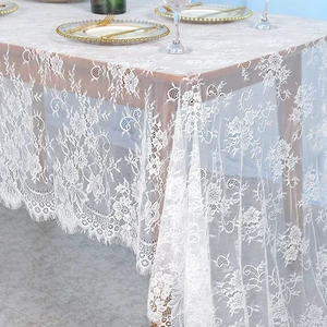 White Lace Tablecloth Rectangular 60x120 Inch Sheer Wedding Party Decor | Vintage Boho Embroidered Floral Lace Table Cloth, Oblong Sheer Tulle for Rustic Wedding, Birthday Party Holiday Table Decor White Lace Tablecloth Rectangular 60x120 Inch Sheer Wedding Party Decor | Vintage Boho Embroidered Floral Lace Table Cloth, Oblong Sheer Tulle for Rustic Wedding, Birthday Party Holiday Table Decor
