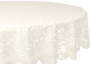 Home Essentials 100% Polyester, Machine Washable, Shabby Chic, Vintage Tablecloth or Overlay 63" Round, Vintage Lace Cream Home Essentials 100% Polyester, Machine Washable, Shabby Chic, Vintage Tablecloth or Overlay 63" Round, Vintage Lace Cream