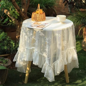 White Lace Round Rustic Tablecloth White Lace Round Rustic Tablecloth