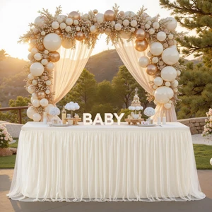 Ivory Tulle Tablecloth for 6 Foot Rectangular Tables 6ft Ivory Table Cloth Rectangle Wrinkle Free Table Cover with Tutu Skirt for Wedding Birthday Party Bridal Shower Banquet Ivory Tulle Tablecloth for 6 Foot Rectangular Tables 6ft Ivory Table Cloth Rectangle Wrinkle Free Table Cover with Tutu Skirt for Wedding Birthday Party Bridal Shower Banquet