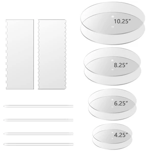 Acrylic Cake Disc, Clear Cake Decorating Supplies with 8 Round Acrylic Discs,2 Icing Scraper And 4 Center Dowel For Make Your Cakes, Acrylic Discs For Icing Cakes(4.25/6.25/8.25/10.25 Inch) Acrylic Cake Disc, Clear Cake Decorating Supplies with 8 Round Acrylic Discs,2 Icing Scraper And 4 Center Dowel For Make Your Cakes, Acrylic Discs For Icing Cakes(4.25/6.25/8.25/10.25 Inch)
