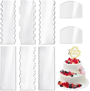8 Pcs Cake Scraper Set, Cake Comb Edge Smoother Tool | Pastry Cutter Kitchen Baking Tools, Cake Scraper Smoother in 13 Patterns for Different Shapes of Cake Edges Transparent 8 Pcs Cake Scraper Set, Cake Comb Edge Smoother Tool | Pastry Cutter Kitchen Baking Tools, Cake Scraper Smoother in 13 Patterns for Different Shapes of Cake Edges Transparent