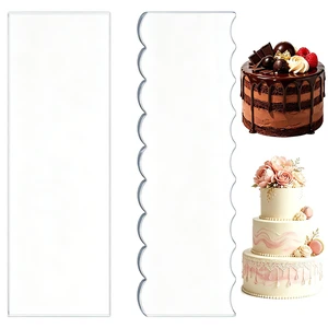 2Pc Clear Acrylic Cake Scraper, Cakes Icing Smoother Comb for Baking Butter | Works as cake smoother and comb tool, great for smoothing buttercream and creating textured finishes 2Pc Clear Acrylic Cake Scraper, Cakes Icing Smoother Comb for Baking Butter | Works as cake smoother and comb tool, great for smoothing buttercream and creating textured finishes