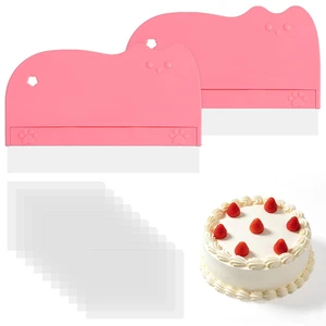 12Pcs Cake Scraper Smoother Scraper Set, Alisador de Acetato Para Pasteles - 2 Pink ABS+PVC Scrapers with 10 Transparent Blades for Baking and Decorating 12Pcs Cake Scraper Smoother Scraper Set, Alisador de Acetato Para Pasteles - 2 Pink ABS+PVC Scrapers with 10 Transparent Blades for Baking and Decorating