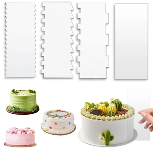 Cake Scraper,4PCS Clear Acrylic Cake Decorating Scraper Set | Stripes Cake Decorating Comb, Edge Smoother Tool for Mousse Butter Cream Decoration, DIY Kitchen Baking Tool, Durable Cake Scraper,4PCS Clear Acrylic Cake Decorating Scraper Set | Stripes Cake Decorating Comb, Edge Smoother Tool for Mousse Butter Cream Decoration, DIY Kitchen Baking Tool, Durable