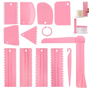 12 Pcs Adjustable Cake Smoother Set, Plastic Cake Decorating Tools Comb and Dough Scrapers for Baking Pastries (Pink) 12 Pcs Adjustable Cake Smoother Set, Plastic Cake Decorating Tools Comb and Dough Scrapers for Baking Pastries (Pink)
