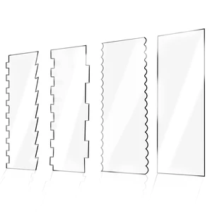 4 Pieces Large Clear Acrylic Cake Scraper Set Cakes Smoother Scraper Cake Stripes Edge Contour Comb for DIY Icing Frosting Buttercream Cream Decorating Kitchen Baking Tool Mousse Pastry Cutter 4 Pieces Large Clear Acrylic Cake Scraper Set Cakes Smoother Scraper Cake Stripes Edge Contour Comb for DIY Icing Frosting Buttercream Cream Decorating Kitchen Baking Tool Mousse Pastry Cutter