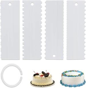 4 Pcs Cream Cake Scraper set, Plastic Decorating Sawtooth for baking, Sided Patterned Edge Stripe Edge Mousse Butter Cake Edge Tools Icing Smoother Kitchen Baking Cake Edge DIY Tool 4 Pcs Cream Cake Scraper set, Plastic Decorating Sawtooth for baking, Sided Patterned Edge Stripe Edge Mousse Butter Cake Edge Tools Icing Smoother Kitchen Baking Cake Edge DIY Tool