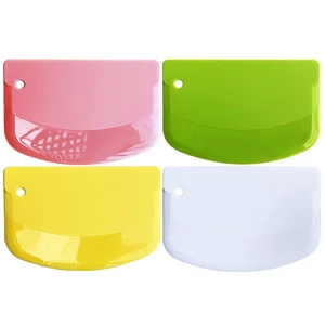 Hard Dough Scraper 4 PCs PP Plastic Bench Scraper Food Scraper | Bowl Scraper,BPA Free Food-Safe,Multipurpose,Dough Cutter for Pastry Bake Cake Pizza,Bread Making, White, Green, Yellow, Pink Hard Dough Scraper 4 PCs PP Plastic Bench Scraper Food Scraper | Bowl Scraper,BPA Free Food-Safe,Multipurpose,Dough Cutter for Pastry Bake Cake Pizza,Bread Making, White, Green, Yellow, Pink