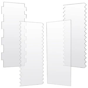 Acrylic Cake Scrapers, 4Pcs | Clear Combs Icing Frosting Buttercream Edge Smoother, For Mousse Butter Cream Decoration Acrylic Cake Scrapers, 4Pcs | Clear Combs Icing Frosting Buttercream Edge Smoother, For Mousse Butter Cream Decoration