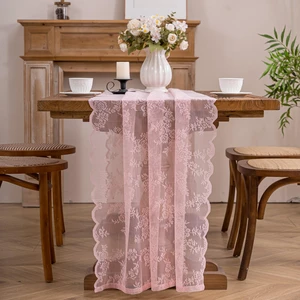 Pink Lace Table Runner with Floral Embroidered (1pcs, 28x118) | Wedding Decor, 10ft, Valentine's Day Decor, Home Dining Party Decor, Backdrop, Sewing Lace Fabric, Floral Pattern, DIY Crafts Pink Lace Table Runner with Floral Embroidered (1pcs, 28x118) | Wedding Decor, 10ft, Valentine's Day Decor, Home Dining Party Decor, Backdrop, Sewing Lace Fabric, Floral Pattern, DIY Crafts
